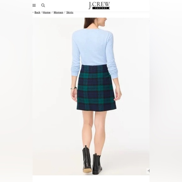 J. Crew Navy Blue and Dark Green A-Line Tartan Skirt Size 10 - Picture 4 of 9